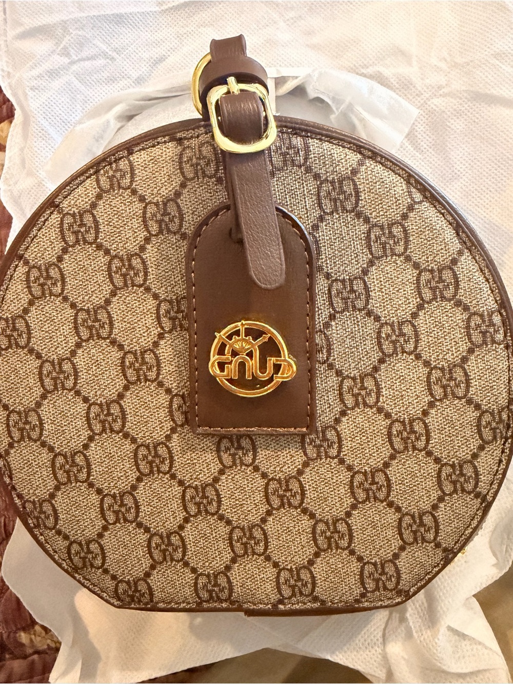 Brown Monogram Round Crossbody Fashion Bag – New With Tags